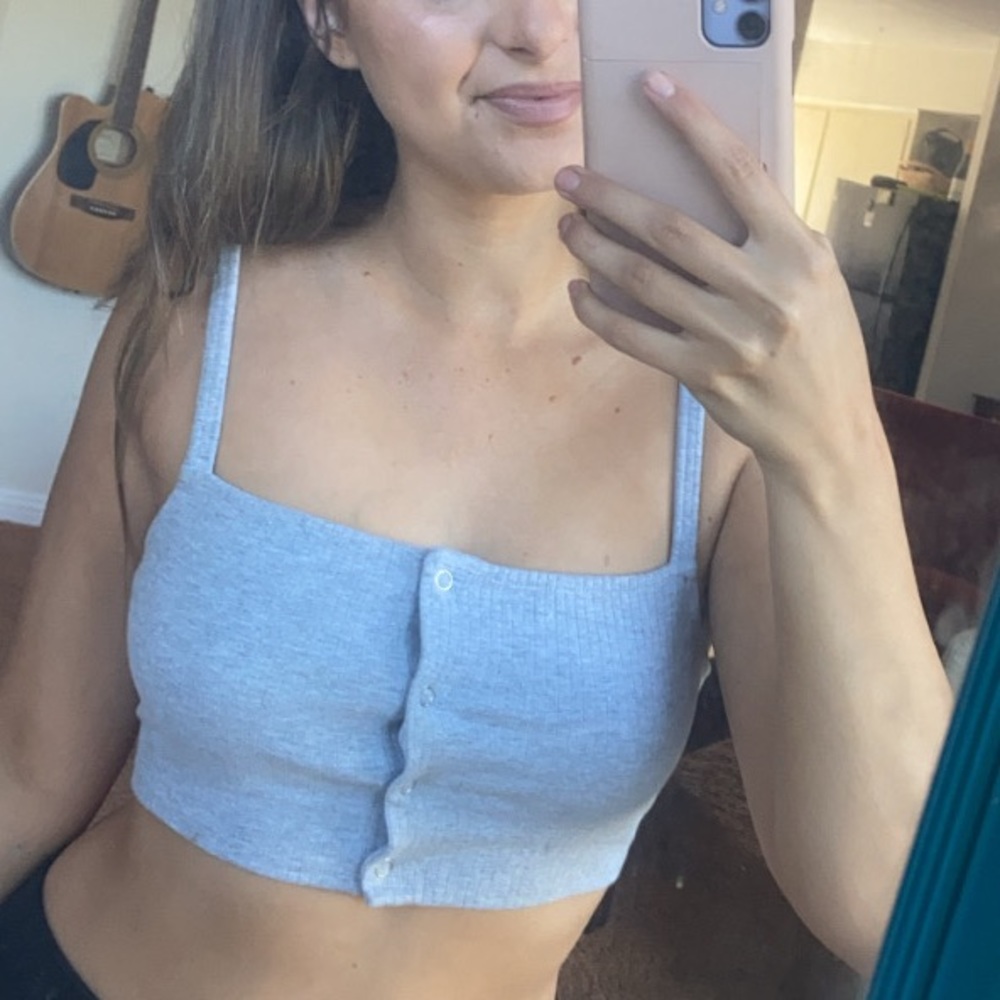 Privacy please Revolve crop top gray